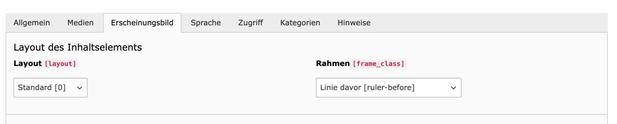 Erscheinungsbild-Rahmen